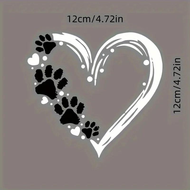 1PC Heart Paw Print Car Stickers Waterproof for Trunk Laptop Motorcylcle Vinyl Decals Scratches Cover Funny Auto Decoration