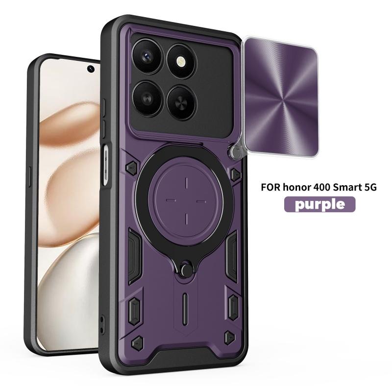For Honor 400 Smart 5G Global Case Slide Lens Protect Armor Shockproof Phone Case Coque For Honor X7D 5G Ring Holder Cover