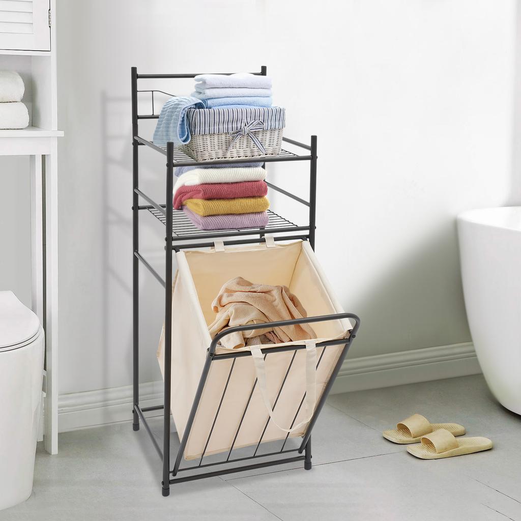 Современный 3-ярусный металлический органайзер для белья со съемными мешками, многоцелевая полка-стеллаж для хранения для спальни, ванной комнаты, кладовки