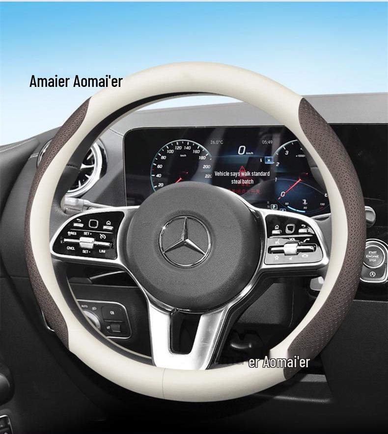 Mercedes Steering Wheel Cover: C-Class C260L, E300L, A200L, GLB180 - Four Seasons Genuine Leather.