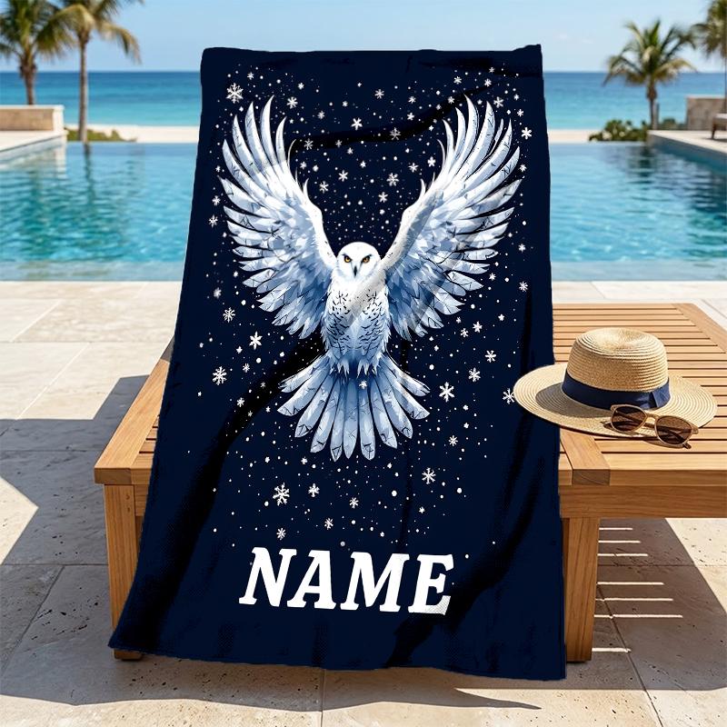 Custom Name Winter Flight Stylish Digital Printing Beach Towel Quick‑Drying Absorbent Blanket for Beach Pool Gym Travel