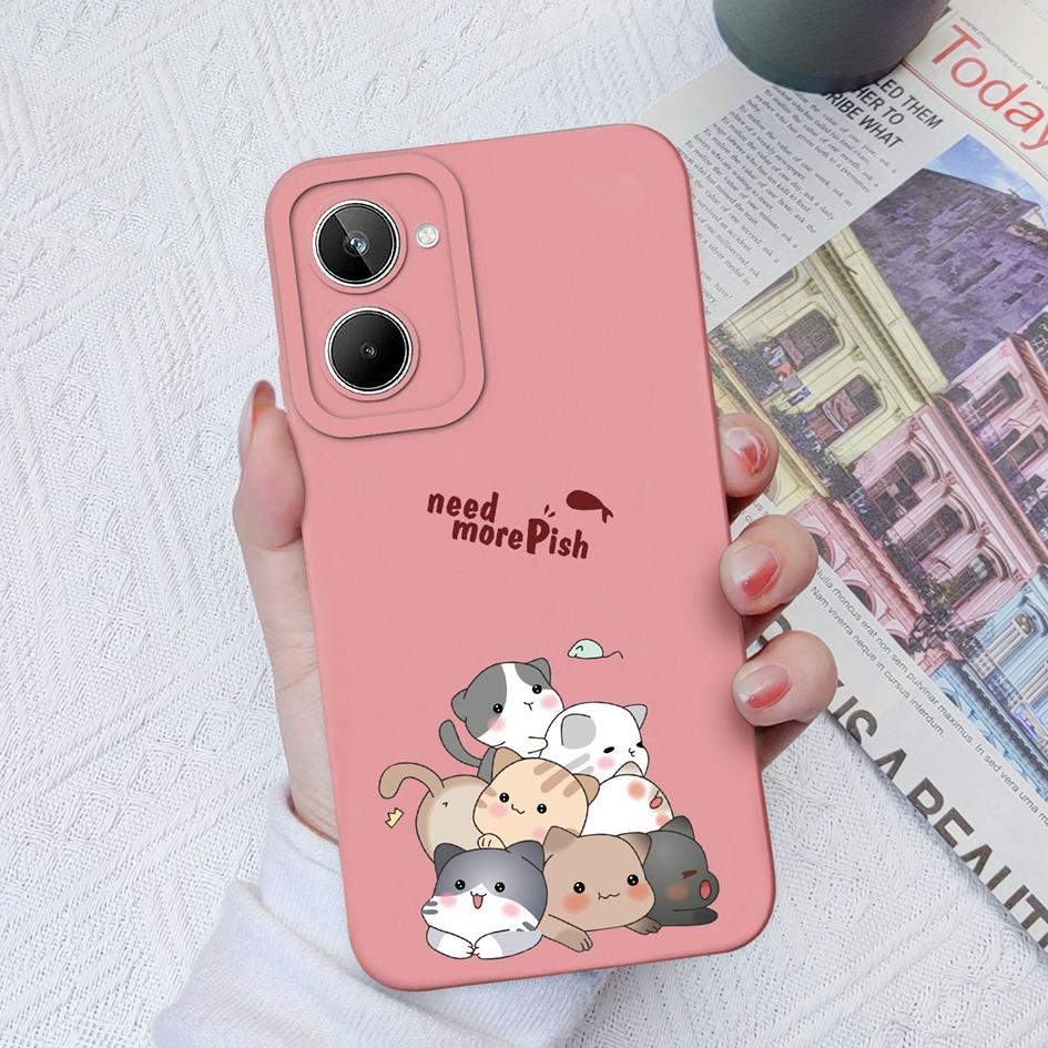 Для Realme 9 10 Pro + Plus 5 6 7 8 Pro чехол с милым котом защитный квадратный жидкий мягкий силиконовый бампер для OPPO Realme 2 5i 6i 8i 9i Fundas Coque