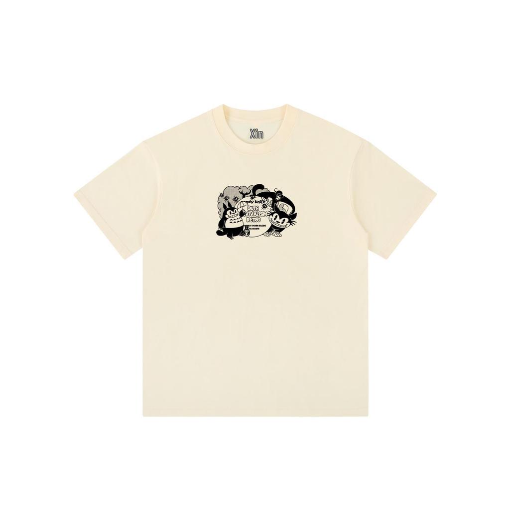 Trendy Cartoon Print Bestie T-Shirt - Pure Cotton Short Sleeve