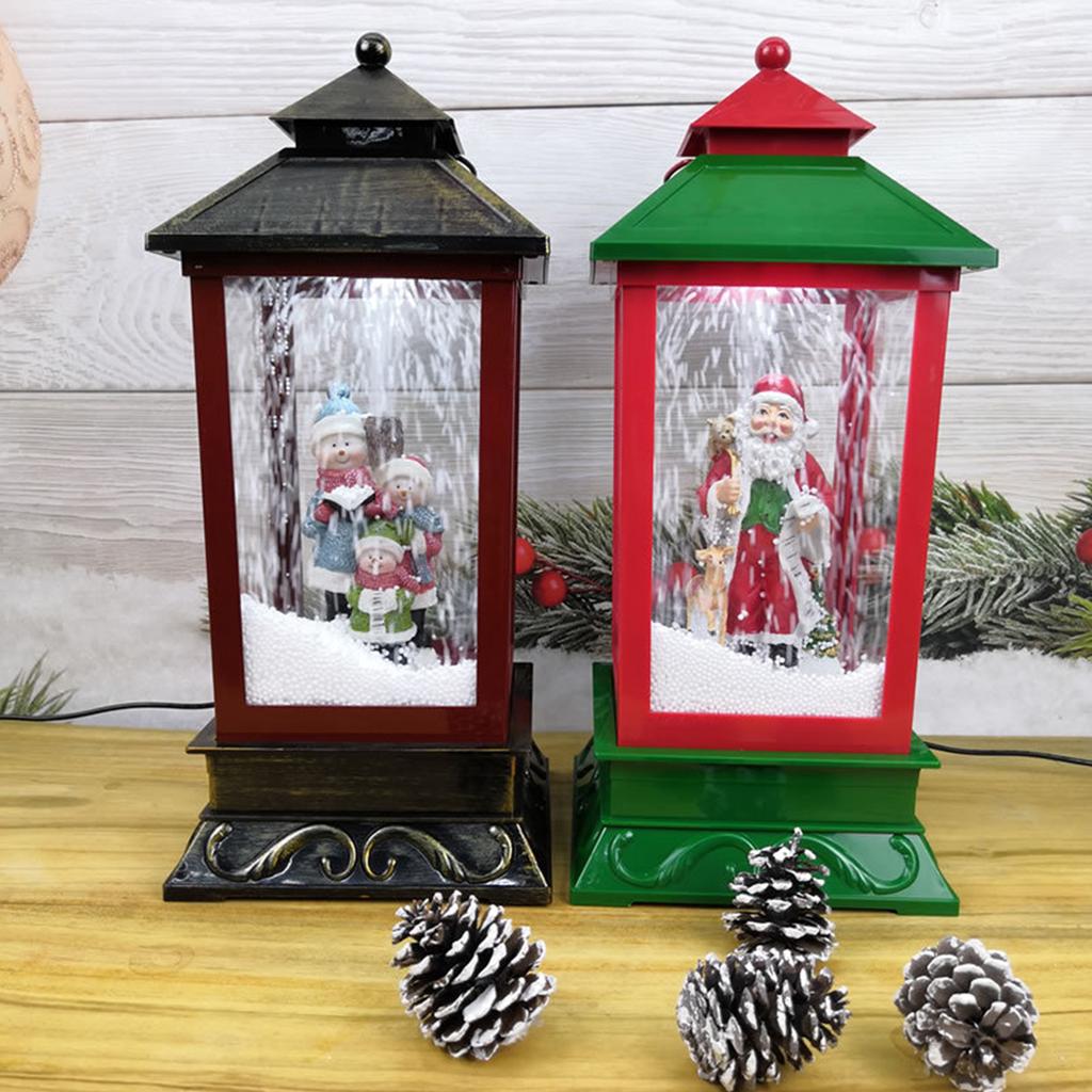 Christmas Musical Snow Lantern USB Plug In & Battery Operated LEDs Fairy Lights Lamp Santa Claus