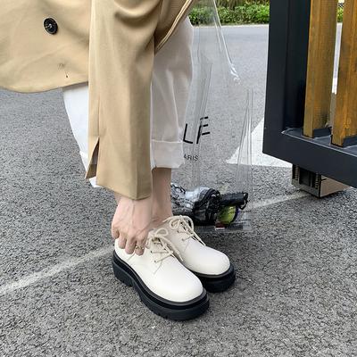 Студенческий британский стиль Удобные 2024 года с круглыми ремешками на носке, толстая подошва, высокие каблуки, красивые и универсальные одинарные туфли для женщин