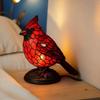 Handmade Red Bird Night Light Soft Glow Lighting Bird Decor Light Stained Glass Lamp  Bedside Table