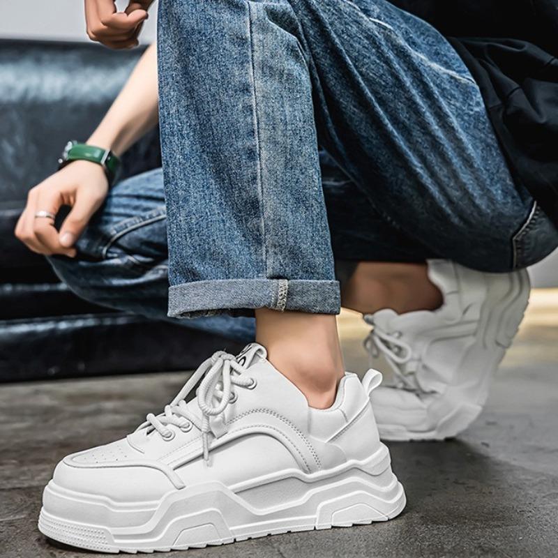 Модная мужская обувь Роскошная кожаная повседневная обувь Модные кроссовки на толстой подошве для мужчин На шнуровке Платформа Вулканизированная обувь Обувь для скейтборда