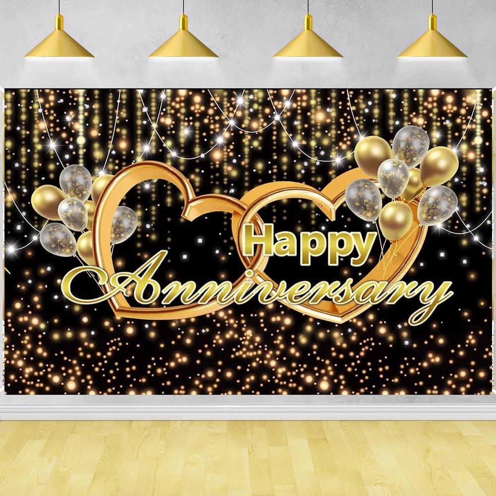 Фон для вечеринки в честь годовщины 180*110 см, украшение из золотого и белого баннера, золотые капельные блестки, хрустальные принадлежности для фотосъемки