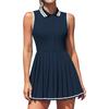 CHARMLEAKS Женские теннисные платья Ребристое платье-поло для гольфа Плиссированное тренировочное платье с половиной молний и встроенными шортами и бюстгальтером