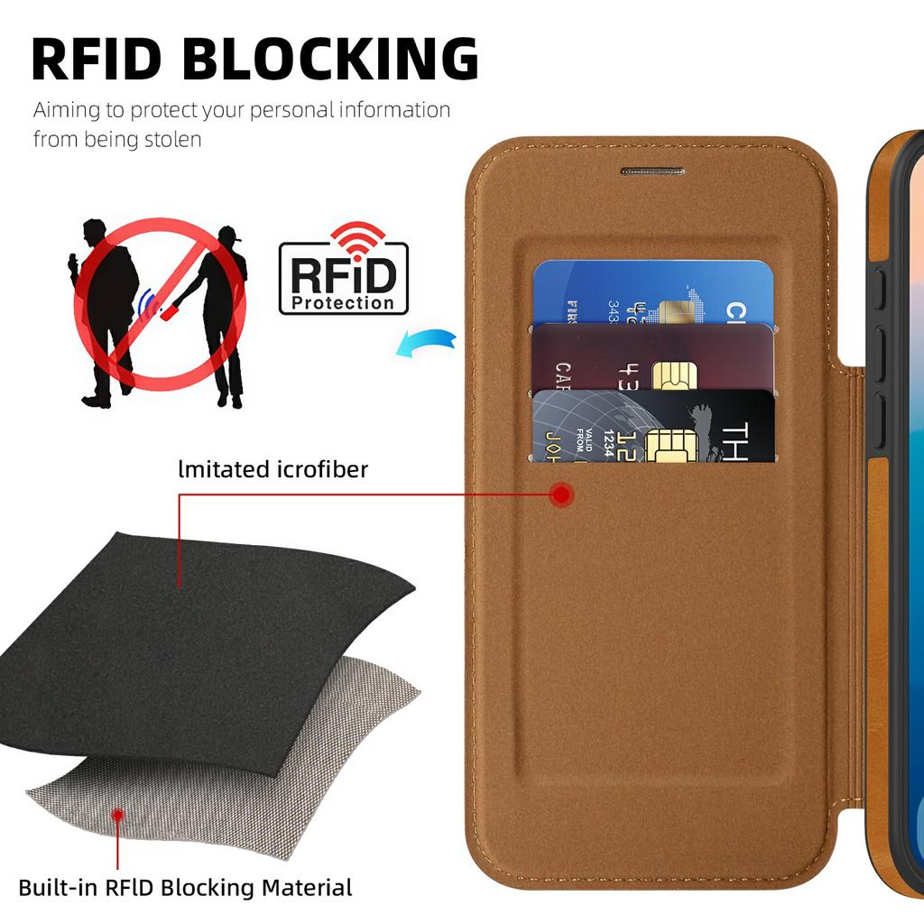 For iPhone 17 Pro Max Case Compatible with MagSafe RFID Blocking Card Holder Leather Phone Cover