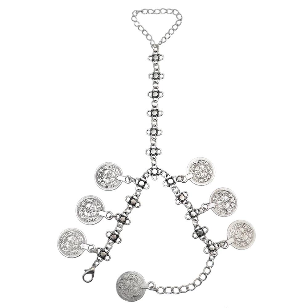 Bohemian Coin Charm Slave Bracelets For Women Vintage Silver Color Bracelet Gypsy Ethnic Tribal Festival Indian Jewelry Turkish