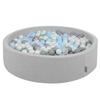 Soft Ball Pit Round 120x30cm/300 Balls Balls 7cm / 2.75in for Kids, Light Grey:pearl-grey-transparent-bblue-mint