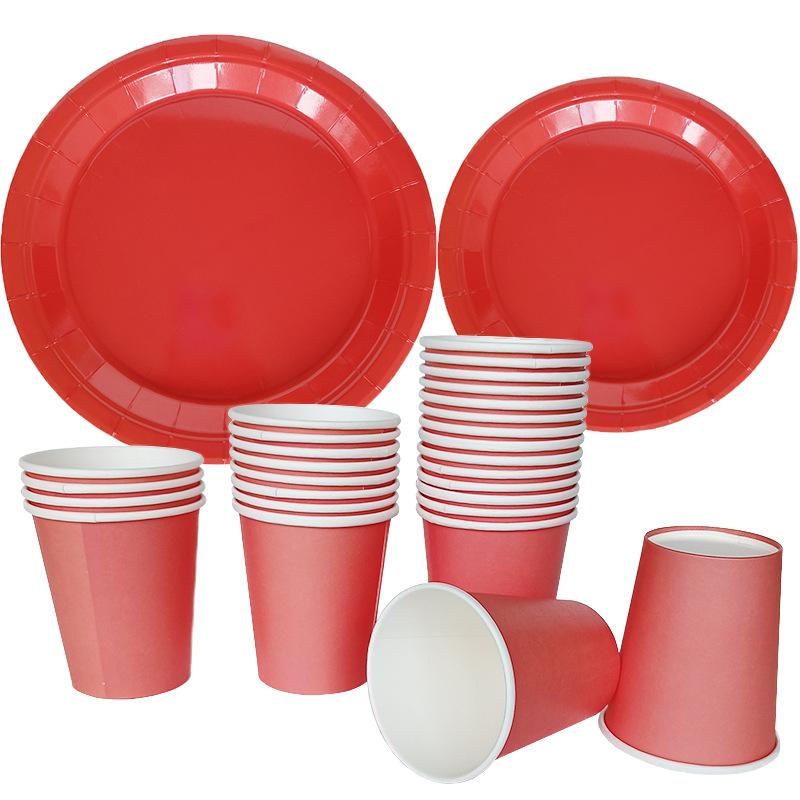 Одноразовый набор столовых приборов для вечеринок Бумажные тарелки Стаканы Товары для вечеринок Одноразовый набор столовых приборов на Новый год День святого Валентина День рождения