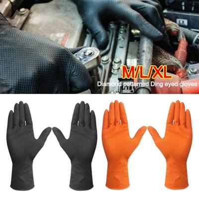 10 шт. Оранжево-черные нитриловые перчатки Сверхпрочные перчатки для авторемонта Одноразовые перчатки Промышленное использование