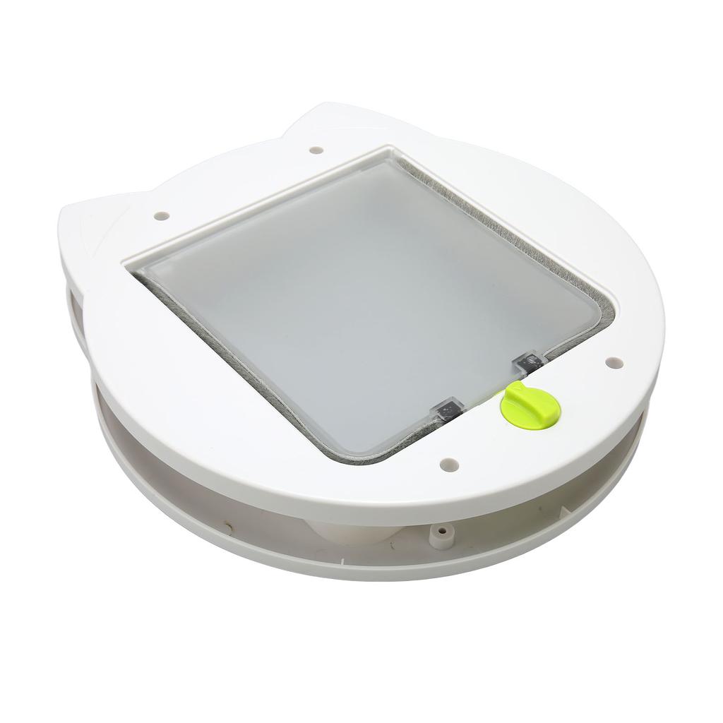 Pet Flap Door 4 Way Locking Noiseless Weather Resistant Cat Door for Bedroom Litter Box White