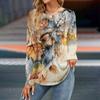 Women's Fall Fashion Casual Floral Top Long Sleeve Shirt Loose Pullover