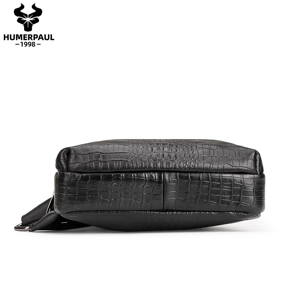 Humerpaul Мужская кожаная нагрудная сумка с крокодиловым принтом, спортивная сумка большой емкости