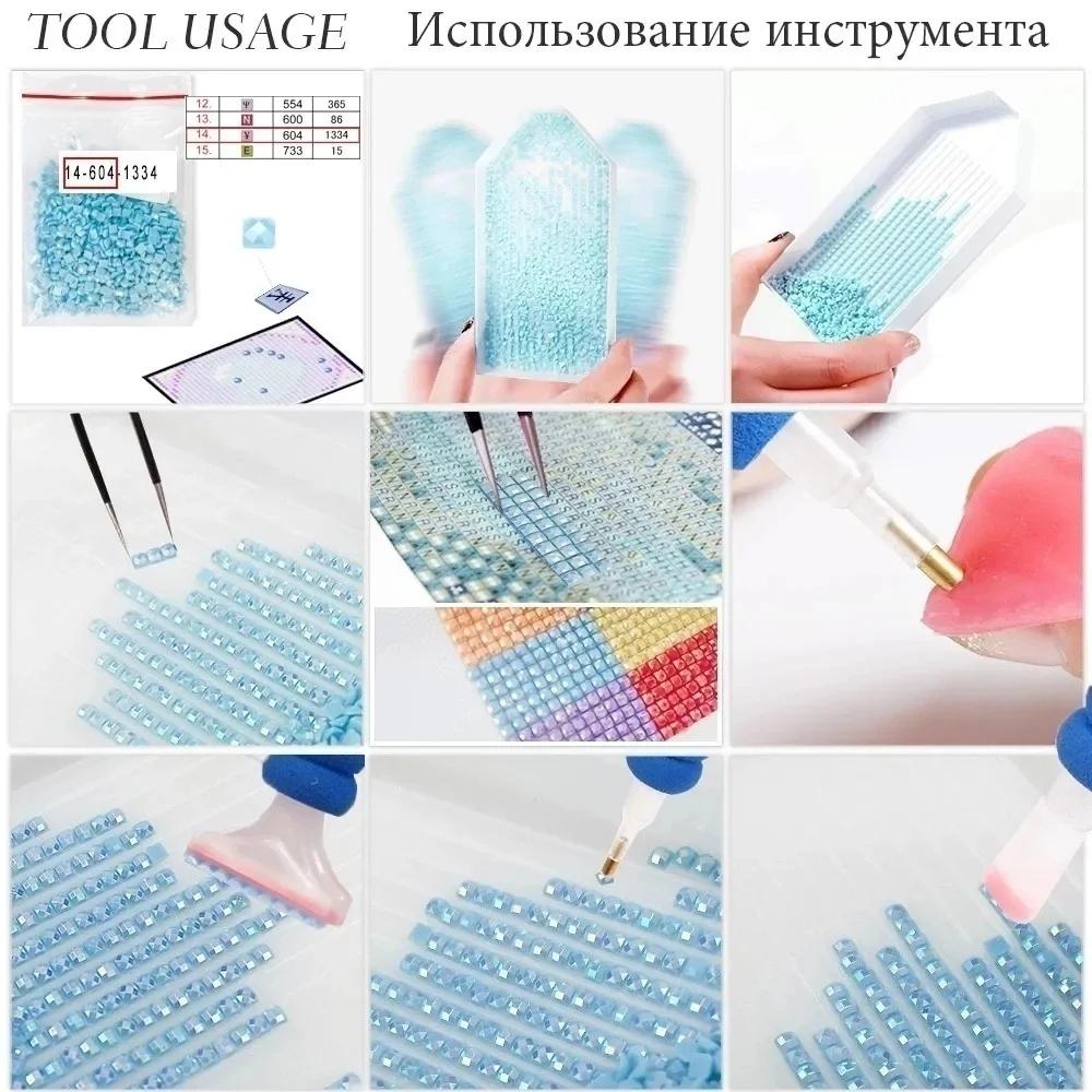 HuaCan Алмазная картина DIY Kit Пейзаж Картина Полный AB Круглый Дрель Мозаика Пейзаж Картины Стразы Вышивка Искусство Ремесло Домашний Декор Стены