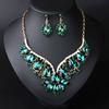 Sparkling Crystal Gem Necklace Earrings Set Dress Banquet Women'S Exaggerated Jewelry Accessories