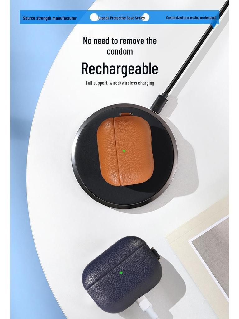 Lychee Pattern Leather Case for AirPods 4 - 4th Gen Protective Cover