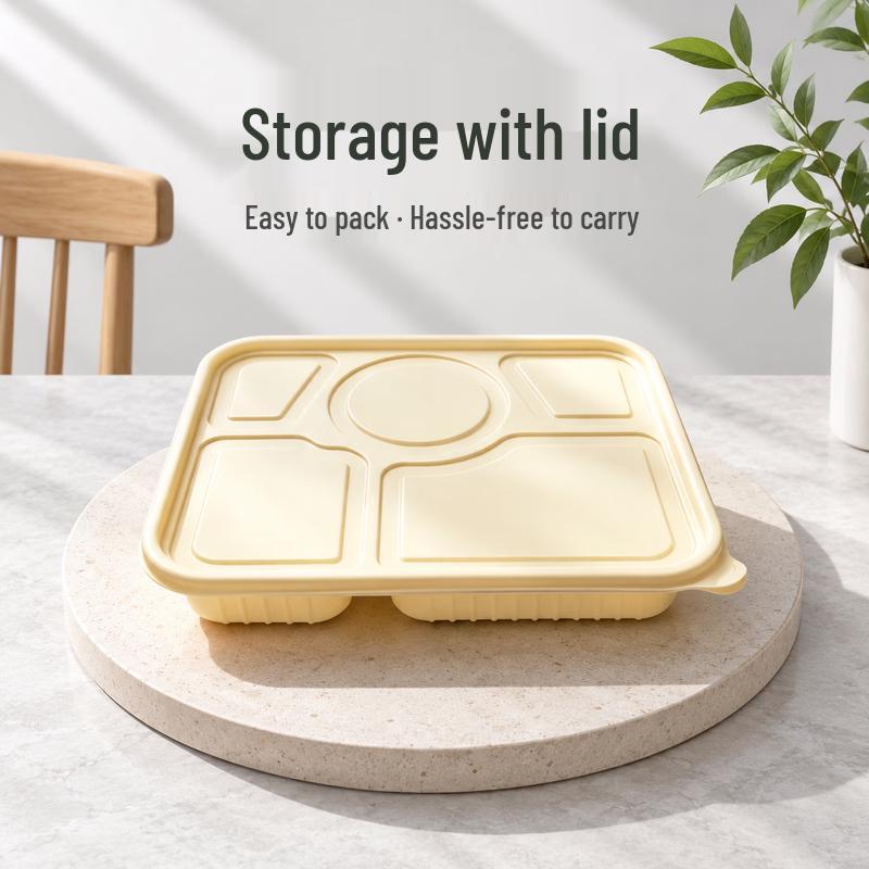 Eco-Friendly Biodegradable Cornstarch Five-Compartment Bento Box
