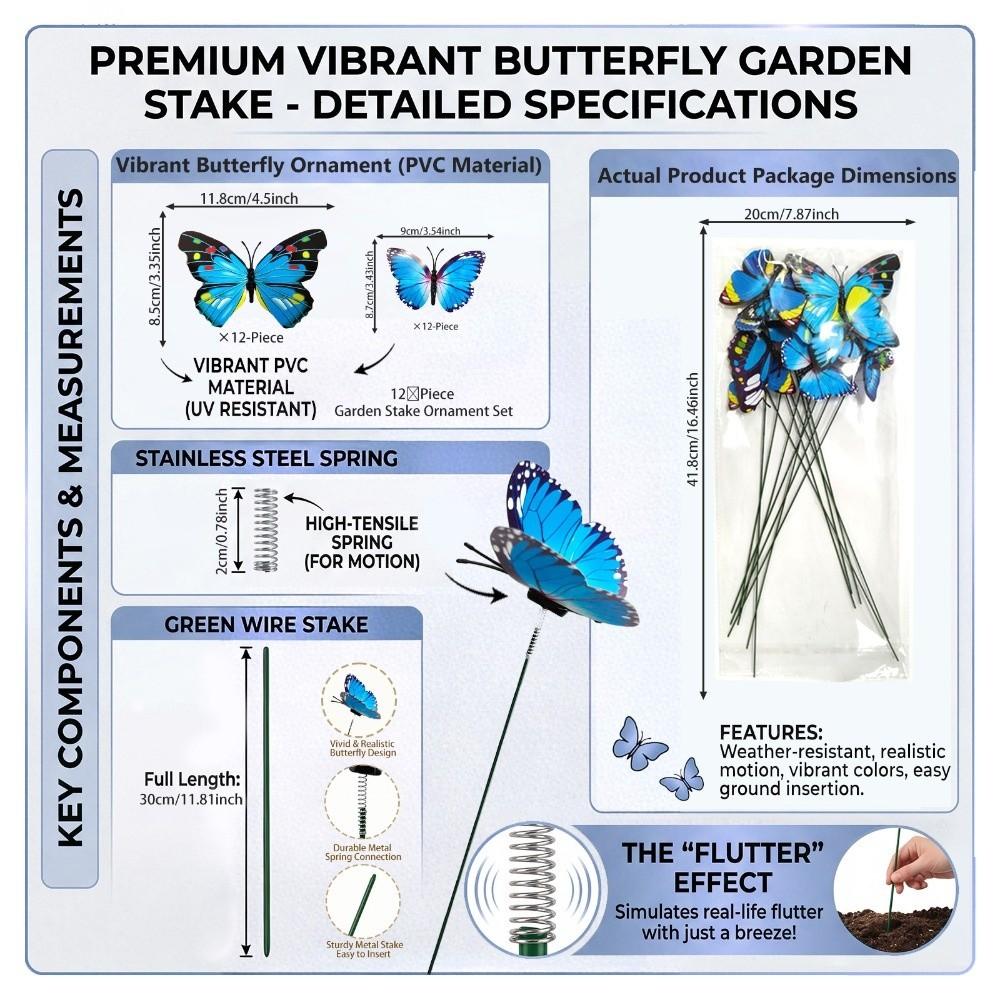 Colorful Butterfly Stakes Plant Plug Artificial Butterfly Decorative Pile Courtyard Flower Pots