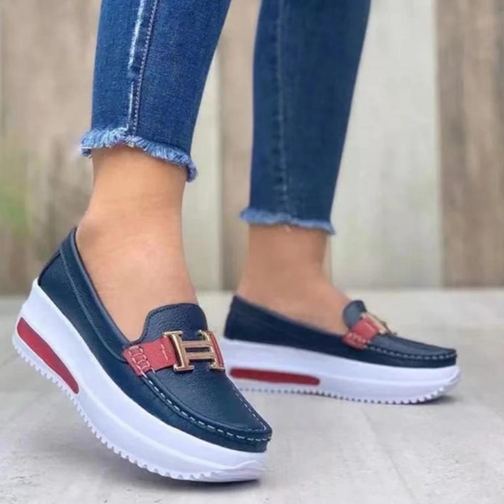 Женская повседневная обувь 2025 Весна Осень Новые удобные женские кроссовки Модная повседневная обувь с толстой подошвой Женская вулканизированная обувь