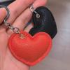 WTEMPO Couple PU Leather Heart-shaped Design Keychains Kit Heart-shaped Car Keychains & Door Keychains Valentine's Day Gifts Pendants