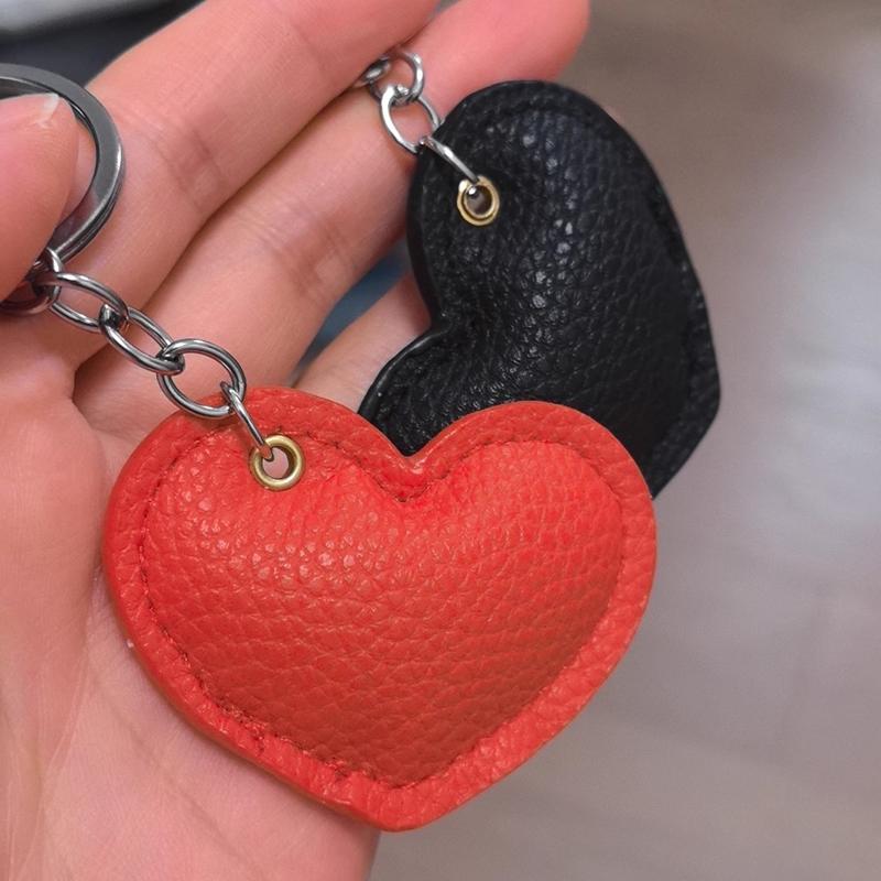 WTEMPO Couple PU Leather Heart-shaped Design Keychains Kit Heart-shaped Car Keychains & Door Keychains Valentine's Day Gifts Pendants