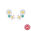 Серьги-гвоздики для повседневных поездок из стерлингового серебра S925 с капающими масляными лепестками и маленькими ромашками бирюзового цвета