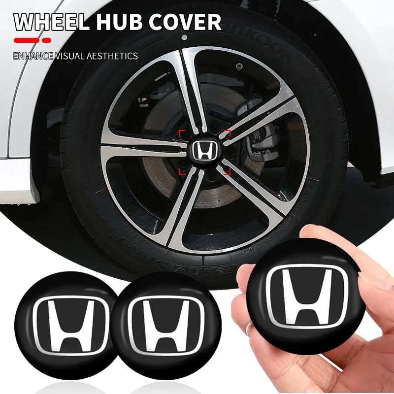 4Pcs Car Emblem Wheel Center Hub Badge Stickers Accessories For Honda FIT Civic CRV Accord Jazz HRV Vezel CRZ City CRX Pilot
