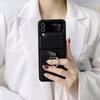 Чехол-кольцо с кожаным узором для Samsung Z Flip7/6/5 - Защита от падений, Однотонный, Чехол для складного телефона