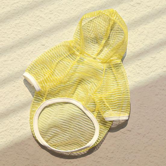 Одежда для домашних животных Легкая сетчатая ткань с капюшоном и коротким рукавом Дышащая одежда для защиты от солнца Легко стирается Быстросохнущая жилетка для домашних животных