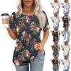 Женская плиссированная футболка с круглым вырезом и ботаническим принтом, короткий рукав