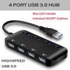 4-Port USB/Type-C 3.0 Hub with Individual LED Power Switches Portable Data Hub Compatible Transfer Splitter YSL