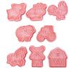 16Pcs Cute Farm Animals Pattern Cookie Cutters Set Cartoon Pressable Biscuits Mold Plastic Cookie Stamps DIY Baking Tool