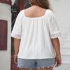 Открытая рубашка, женская летняя футболка больших размеров, свободная темпераментная футболка с квадратным вырезом, топы с короткими рукавами для женщин