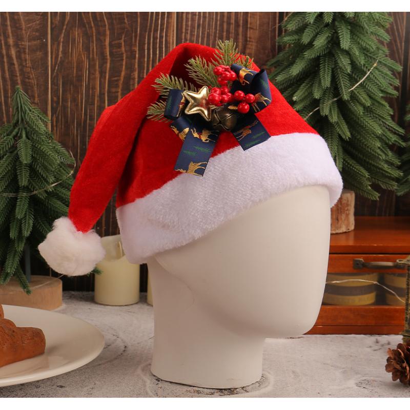 Красная шапка Санты Рождественские украшения Шапка для вечеринки Санта-Клауса Теплая и удобная взрослая рождественская шапка оптом