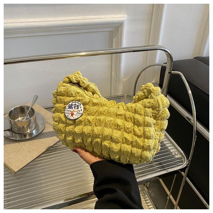 Плиссированная сумка под мышками с облаком, однотонная сумка на плечо, пригородная плиссированная сумка, сумка для покупок, рюкзак с сердечком для девочек