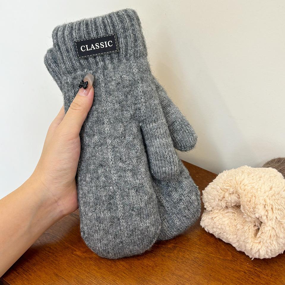 Winter Fashion Warm Knitted Mittens for Men Thickened Windproof Thermal Fleece Lined Gloves Touchscreen Male Full Finger Gloves