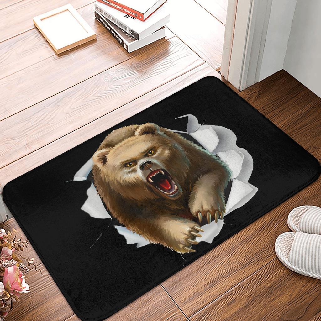 Angry Bear Doormat Anti-Slip Entrance Kitchen Bath Door Floor Mat Garden Rug Carpet Footpad