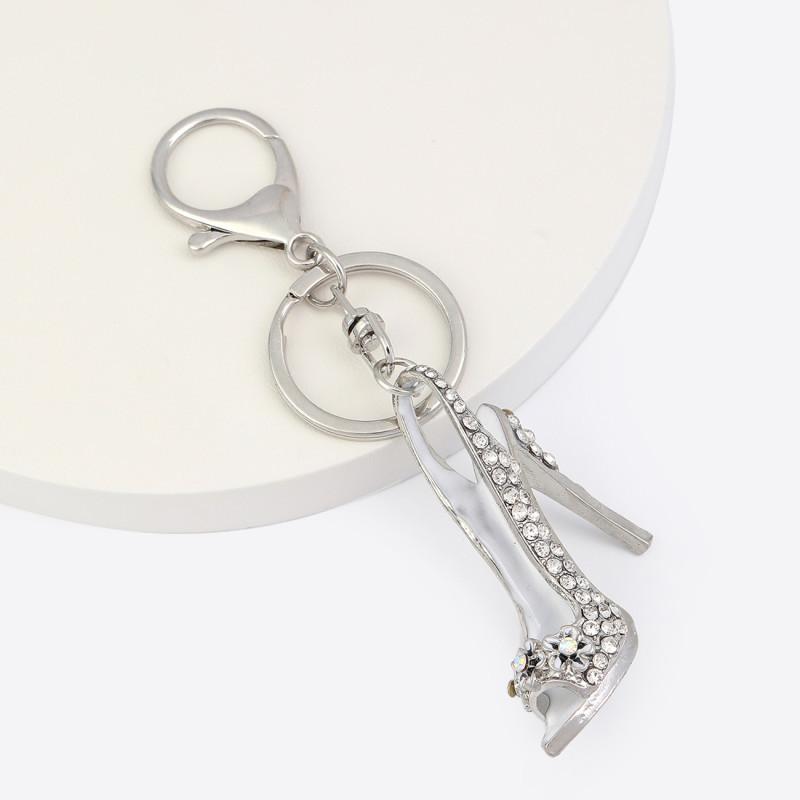 Creative Heels Shape Keychains Luxury Rhinestone Crystal Shoe for Women Girls Phone Pendant Jewelry Accessories Bag Charm
