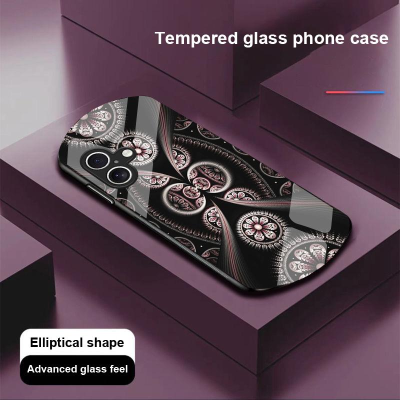 Красочный Цветочный Тотем Для Apple IPhone 16 11 13 15 14 Pro Max 12 Mini 7 8 Plus XR XS Чехол для телефона из закаленного стекла эллиптической формы