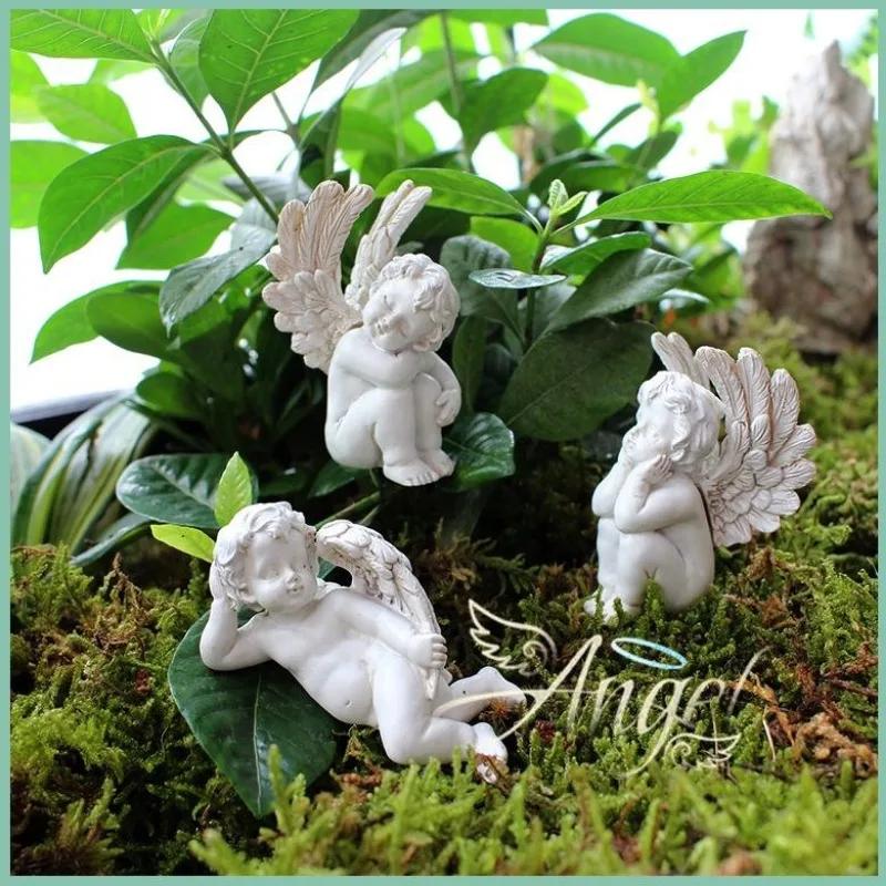5pcs/set New Angel Plugin Garden Little Girl Resin Flower Insert Decoration Micro Landscape Garden Statue Ornament