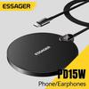 Essager Светодиодный цифровой дисплей Беспроводное зарядное устройство 15 Вт Быстрая зарядка Pad для iPhone 16 15 14 13 12 11 Pro Max Samsung Xiaomi Huawei