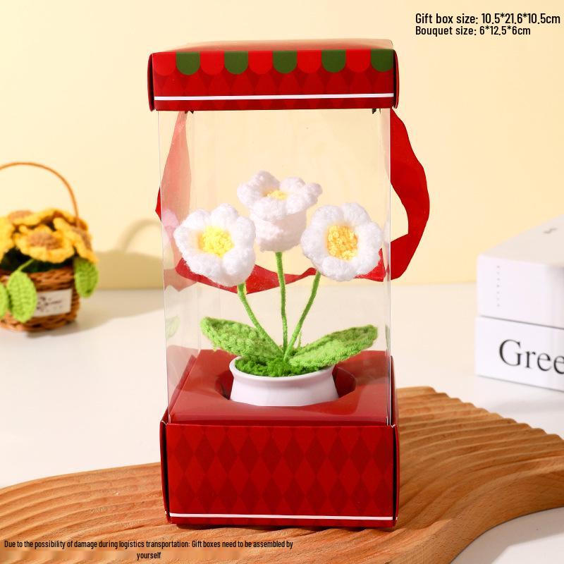 Handmade Sunflower Desk Decoration - Woven Bouquet Gift for Students & Girls