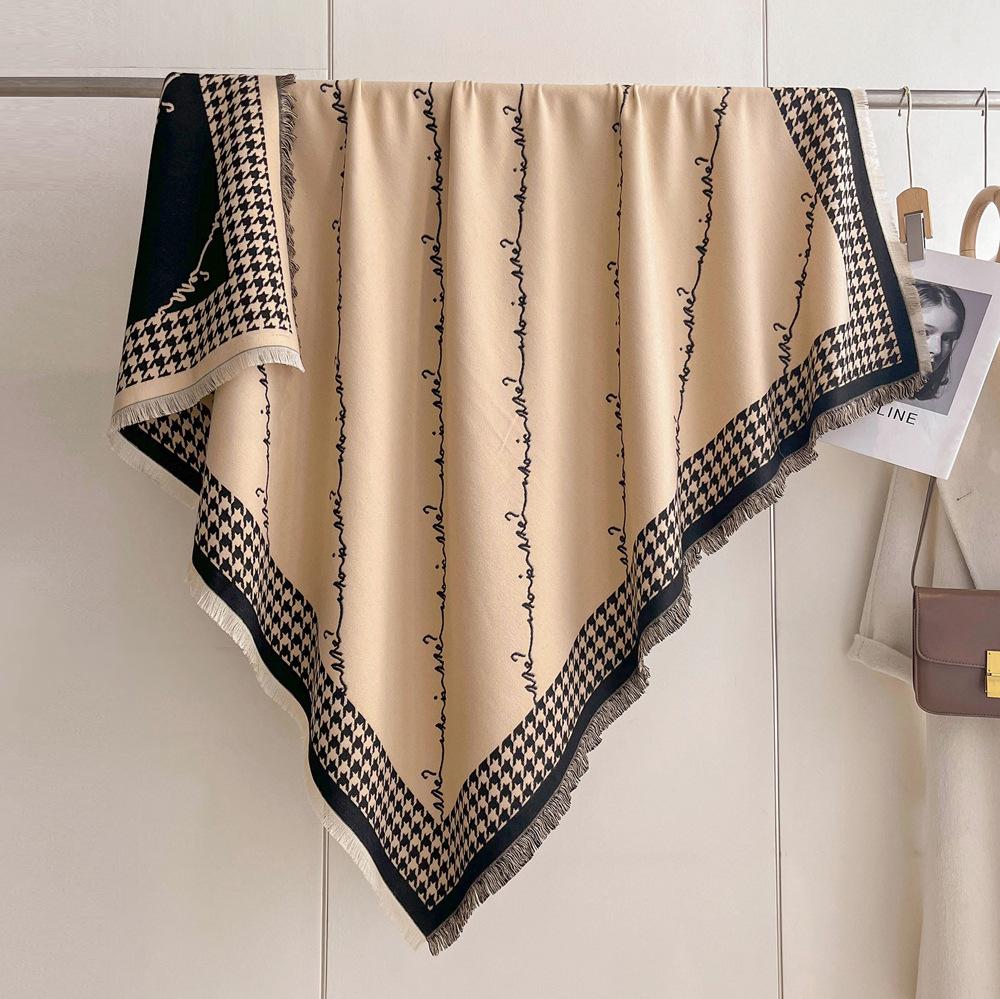 Winter New Imitation Cashmere Scarf High-end Women's Warm Square Scarf Red Cashew Jacquard Cape Shawl