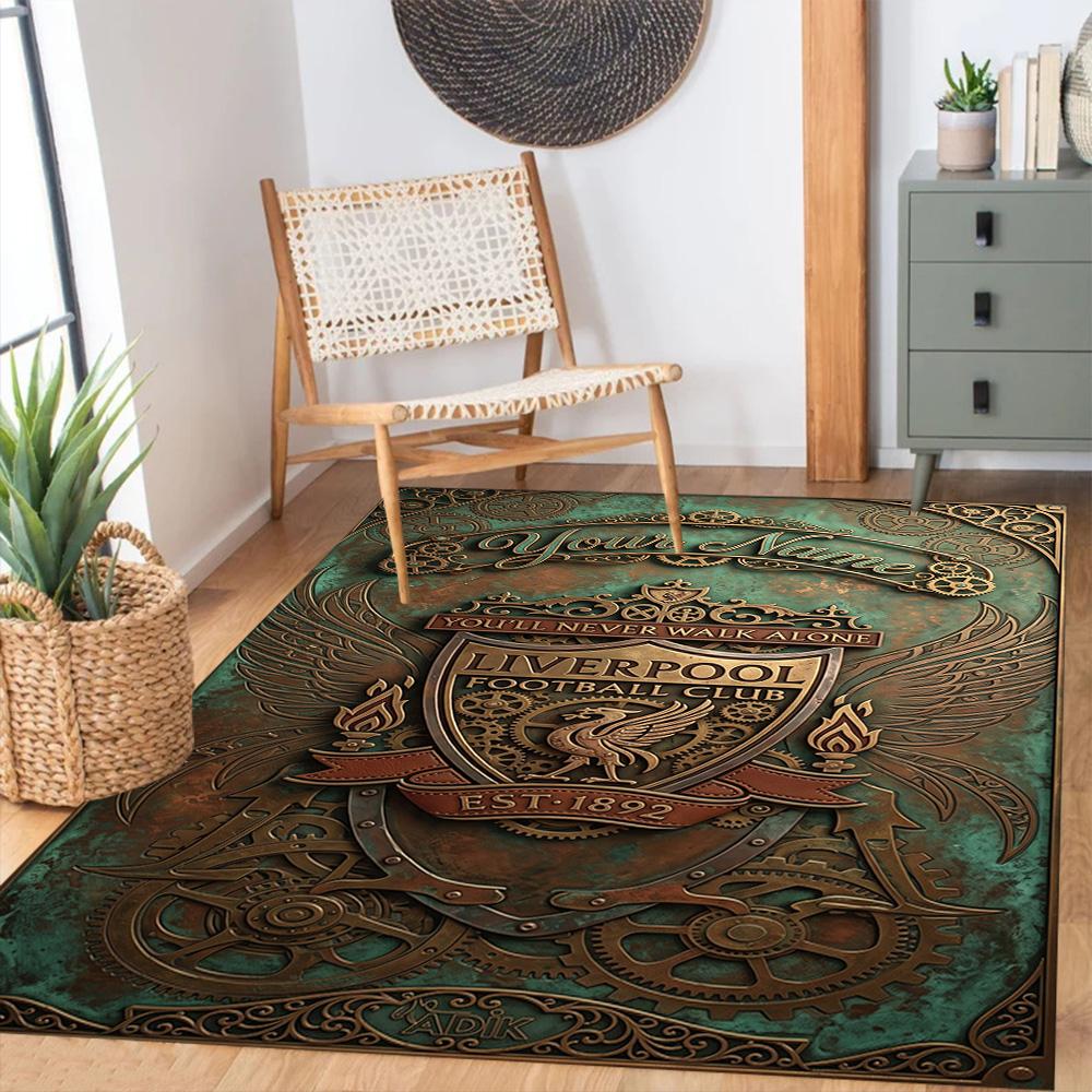 Liverpool Fc Customize Your Name Area Rug Perfect For Study Room Hallway Bedrooms Dining Room Antislip Carpet Anime Office Decor