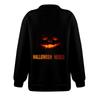 Women's Fashion Casual Long Sleeve Halloween Printed Zipper Turtleneck Drop Shoulder Sweatshirt Top