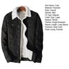 Men Jean Jacket Plush Lining Single Breasted Turndown Collar Solid Color Long Sleeve Coldproof Winter Thicken Lapel Denim Coat for Trip
